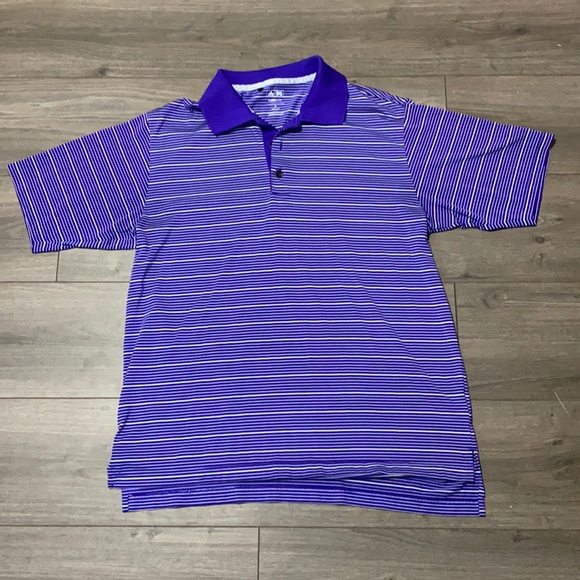 adidas Other - Adidas ClimaLite Golf Polo Purple White Stripe M